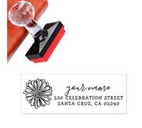 Tampon de mariage personnalisé Tampon personnalisé avec nom personnel et date pour les cartes d'invitation Étiquettes d'adresse 2. Fleur mignonne Nom de famille personnalisé Adresse de retour