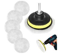 Tampon de Polissage en Laine, Polissage Pad, Disque de Polissage Voiture Auto-Agrippant, Bonnet de Polissage en Laine avec M10 Adaptateur de Perceuse pour Polissage de Meulage Cirage (80mm, 7PCS)