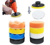 Tampon de polissage pour perceuse, tampons de polissage en éponge, disque de polissage de voiture avec adaptateur de perçage | Kit de tampons de polissage en éponge et laine pour polir, poncer, cirer