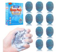 Tampon de Savon en Laine d'acier, Lot de 10, CIYIN Tampon Jex avec Savon, Tampons à Récurer Qui ne Raye Pas, Éponge à Récurer en Acier, Éponge Vaisselle en Laine d'acier, Tampon à Récurer