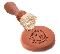 Tampon de signature de poterie personnalisé Tampon en laiton personnalisé avec manche en bois for argile et céramique Créez votre propre design signe(3Inches)