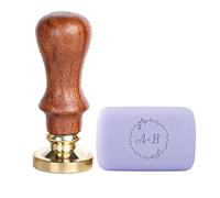 Tampon de signature personnalisé for la fabrication de savon, tampon en laiton personnalisé avec manche en bois, empreinte de logo de savon DIY for poterie, cire Tampons Signature(Walnut 2,2 inches)