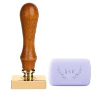 Tampon de signature personnalisé for la fabrication de savon, tampon en laiton personnalisé avec manche en bois, empreinte de logo de savon DIY for poterie, cire signe(Walnut 1,1 inch)