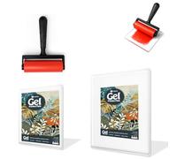 Tampon d'impression en gel avec pinceau - Plaque de gel réutilisable pour monopinting, estampage et art texturé, comprend un mini pinceau à rouleau - Outil d'art non toxique pour débutants, artistes