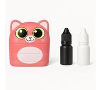 Tampon double Personnalisé pour Vêtement Enfant - Marqueur Textile avec Nom - Idéal pour Crèche, École, Garderie - Encre Résistante au Lavage - (encre noir et encre blanche) inclus encre 10m (Rose)