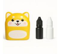 Tampon double Personnalisé pour Vêtement Enfant - Marqueur Textile avec Nom - Idéal pour Crèche, École, Garderie - Encre Résistante au Lavage - (encre noir et encre blanche) inclus encre 10ml (Jaune)