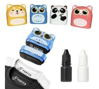 Tampon double Personnalisé pour Vêtement Enfant - Marqueur Textile avec Nom - Idéal pour Crèche, École, Garderie - Encre Résistante au Lavage - (encre noir et encre blanche) inclus encre 10ml (bleu)