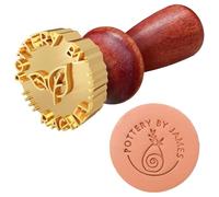 Tampon en argile avec logo personnalisé, tampon en laiton avec manche en bois for poterie, créez des empreintes uniques sur argile, céramique, savon signe(2 Inches)