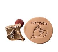 Tampon en argile avec logo personnalisé Tampon en laiton personnalisé for poterie avec manche en bois Créez des empreintes uniques sur l'argile, la céramique, le savon signe(3 Inches)