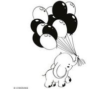 Tampon en bois Aladine - Eléphant Ballons - 4 x 6 cm G