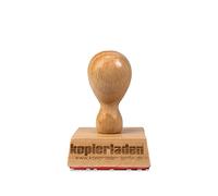 Tampon en bois avec une plaque d’estampage individuelle, largeur de 40 mm, pour un texte, un nom ou un logo - tampon de bureau, personnalisable