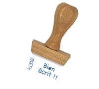 Tampon en bois certifié PEFC empreinte "Bien écrit" - Format de l’impression 40 x 15 mm - Encre non incluse - Tampon enseignants idéal pour marquer les copies des élèves