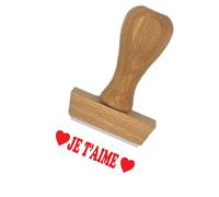 Tampon en bois certifié PEFC empreinte "Je t'aime" - Format de l’impression 40 x 15 mm - Encre non incluse - Idéal pour déclarer votre flamme à la personne que vous aimez