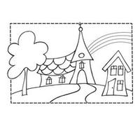 Tampon en bois eglise mariage 7x10cm - rayher G
