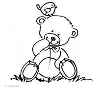 Artemio ARTHF633 Tampon F Nounours et Oiseau Bois Multicolore 5 x 2,5 x 6 cm