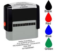 Tampon en caoutchouc auto-encreur personnalisé pour l'adresse d'entreprise, cachet personnalisé pour l'adresse de retour avec nom, date et signature (70 x 25 mm, 5 lignes)