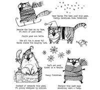 Tampon en caoutchouc pour la fabrication de cartes - Motif animaux - Oiseaux - Tigres - Chats - Flocon de neige - Pour la fabrication de cartes - Inscription « Sth Warm Fuzzy Meowy » - Mots de Noël -