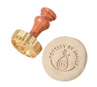 Tampon en céramique personnalisé en laiton Tampon de signature de poterie personnalisé avec votre logo Outil en argile for professionnels et amateurs signe(2.5Inches)