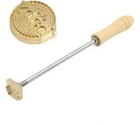Tampon en Fer De Marque De Gâteau en Cuir De Bois Personnalisé, Tampon à Chaud De Logo Personnalisé avec Tête en Laiton Et Poignée en Bois pour Le Cuir, Le Tra, Straight Rod, 4cm/1.6in