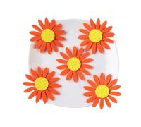 Tampon en feutre coloré Fruits Légumes Dessin animé Conception mixte Feutre Artisanat Non tissé Patch Applique DIY Décoration Sticker mural(5pcs flower)