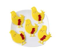 Tampon en feutre coloré Fruits Légumes Dessin animé Conception mixte Feutre Artisanat Non tissé Patch Applique DIY Décoration Sticker mural(5pcs chicken-1)