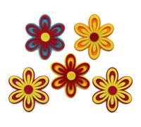 Tampon en feutre coloré Fruits Légumes Dessin animé Conception mixte Feutre Artisanat Non tissé Patch Applique DIY Décoration Sticker mural(5pcs flower-3)