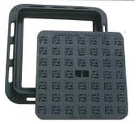 TAMPON en fonte B125 500x500x30 mm, Couvercle de regards avec cadre certifié UNI EN124-1/2 -