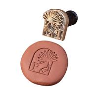 Tampon en laiton fait main for poterie, tampon personnalisé avec logo en céramique et manche en bois, symbole d'argile personnalisé for potiers signe(3Inches)
