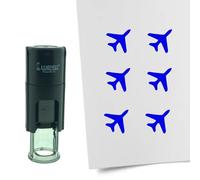 Tampon encreur CombiCraft Avion - 10 mm rond - Encre bleue - Cassette d’encrage remplaçable - Utile pour cartes de collection, bullet journals ou autres projets créatifs