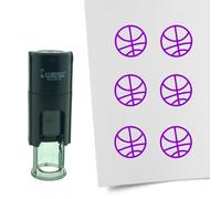 Tampon encreur CombiCraft Ballon de basket - 10 mm rond - Encre violette - Cassette d’encrage remplaçable - Utile pour cartes de collection, bullet journals ou autres projets créatifs