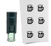 Tampon encreur CombiCraft Bière - 10 mm rond - Encre noire - Cassette d’encrage remplaçable - Utile pour cartes de collection, bullet journals ou autres projets créatifs