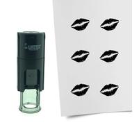 Tampon encreur CombiCraft Bisous - 10 mm rond - Encre noire - Cassette d’encrage remplaçable - Utile pour cartes de collection, bullet journals ou autres projets créatifs
