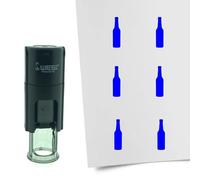 Tampon encreur CombiCraft Bouteille de bière - 10 mm rond - Encre bleue - Cassette d’encrage remplaçable - Utile pour cartes de collection, bullet journals ou autres projets créatifs