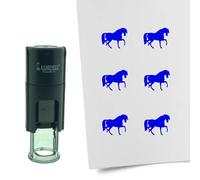 Tampon encreur CombiCraft Cheval - 10 mm rond - Encre bleue - Cassette d’encrage remplaçable - Utile pour cartes de collection, bullet journals ou autres projets créatifs