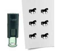 Tampon encreur CombiCraft Cheval - 10 mm rond - Encre noire - Cassette d’encrage remplaçable - Utile pour cartes de collection, bullet journals ou autres projets créatifs