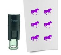 Tampon encreur CombiCraft Cheval - 10 mm rond - Encre violette - Cassette d’encrage remplaçable - Utile pour cartes de collection, bullet journals ou autres projets créatifs