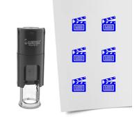 Tampon encreur CombiCraft Clap de cinéma - 10 mm rond - Encre bleue - Cassette d’encrage remplaçable - Utile pour cartes de collection, bullet journals ou autres projets créatifs