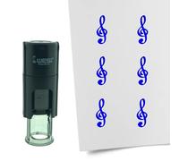 Tampon encreur CombiCraft Clé de sol - 10 mm rond - Encre bleue - Cassette d’encrage remplaçable - Utile pour cartes de collection, bullet journals ou autres projets créatifs