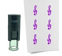 Tampon encreur CombiCraft Clé de sol - 10 mm rond - Encre violette - Cassette d’encrage remplaçable - Utile pour cartes de collection, bullet journals ou autres projets créatifs