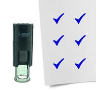 Tampon encreur CombiCraft Coche - 10 mm rond - Encre bleue - Cassette d’encrage remplaçable - Utile pour cartes de collection, bullet journals ou autres projets créatifs