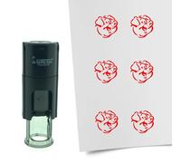 Tampon encreur CombiCraft Cochon - 10 mm rond - Encre rouge - Cassette d’encrage remplaçable - Utile pour cartes de collection, bullet journals ou autres projets créatifs