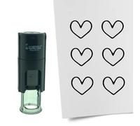 Tampon encreur CombiCraft Coeur ouvert - 10 mm rond - Encre noire - Cassette d’encrage remplaçable - Utile pour cartes de collection, bullet journals ou autres projets créatifs