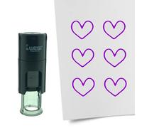 Tampon encreur CombiCraft Coeur ouvert - 10 mm rond - Encre violette - Cassette d’encrage remplaçable - Utile pour cartes de collection, bullet journals ou autres projets créatifs