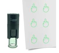 Tampon encreur CombiCraft Doigt d'honneur - 10 mm rond - Encre verte - Cassette d’encrage remplaçable - Utile pour cartes de collection, bullet journals ou autres projets créatifs