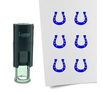 Tampon encreur CombiCraft Fer à cheval - 10 mm rond - Encre bleue - Cassette d’encrage remplaçable - Utile pour cartes de collection, bullet journals ou autres projets créatifs