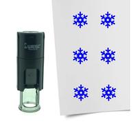 Tampon encreur CombiCraft Flocon de neige - 10 mm rond - Encre bleue - Cassette d’encrage remplaçable - Utile pour cartes de collection, bullet journals ou autres projets créatifs