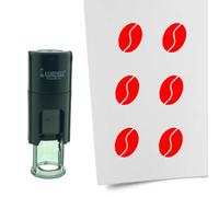 Tampon encreur CombiCraft Grain de café - 10 mm rond - Encre rouge - Cassette d’encrage remplaçable - Utile pour cartes de collection, bullet journals ou autres projets créatifs