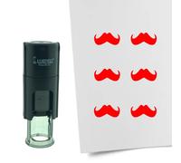 Tampon encreur CombiCraft Moustache - 10 mm rond - Encre rouge - Cassette d’encrage remplaçable - Utile pour cartes de collection, bullet journals ou autres projets créatifs