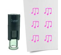 Tampon encreur CombiCraft Note de musique - 10 mm rond - Encre rose - Cassette d’encrage remplaçable - Utile pour cartes de collection, bullet journals ou autres projets créatifs
