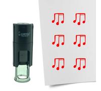 Tampon encreur CombiCraft Note de musique - 10 mm rond - Encre rouge - Cassette d’encrage remplaçable - Utile pour cartes de collection, bullet journals ou autres projets créatifs